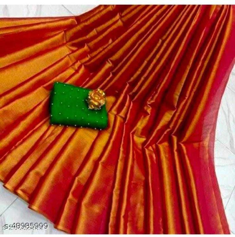 Solid/Plain Ikkat Tissue Saree  (Red)
