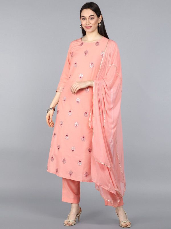 Women Kurta and Trousers Set Crepe