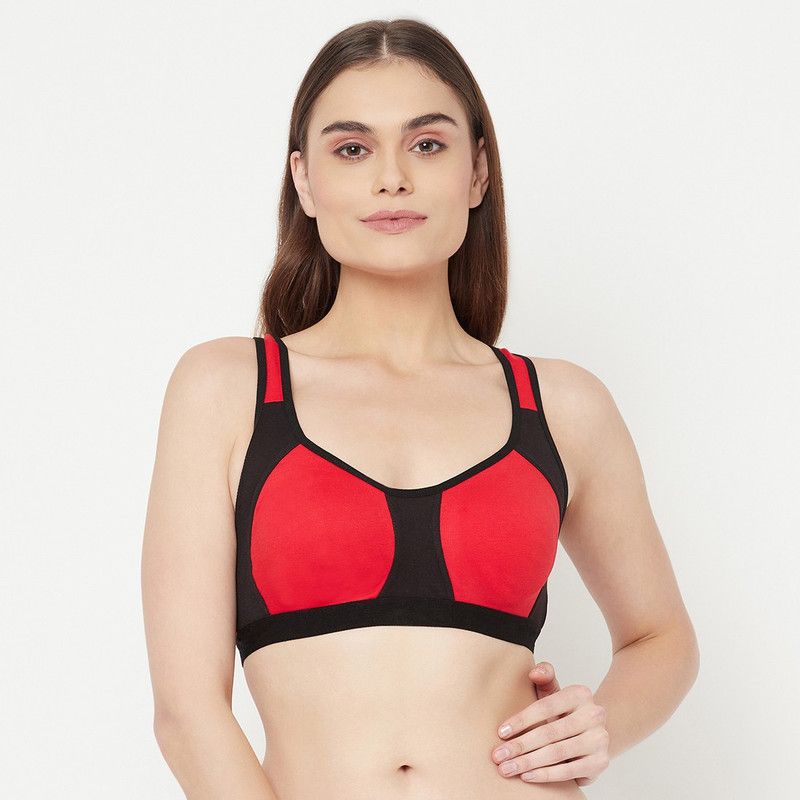 Women Non Padded Bra  (Black, Red)
