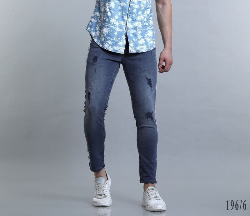 Men Slim Mid Rise Purple Jeans