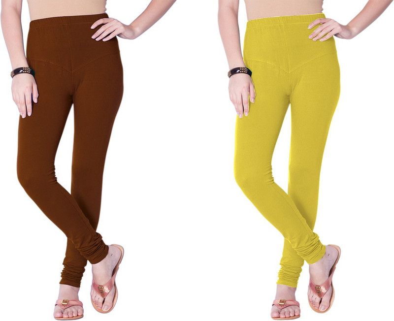 YIGIT Churidar Western Wear Legging  (Brown, Green, Solid)