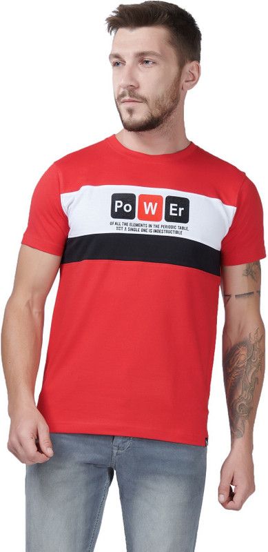 Half Sleeve T-shirt for men Latest model Men Colorblock Round Neck Pure Cotton Red T-Shirt