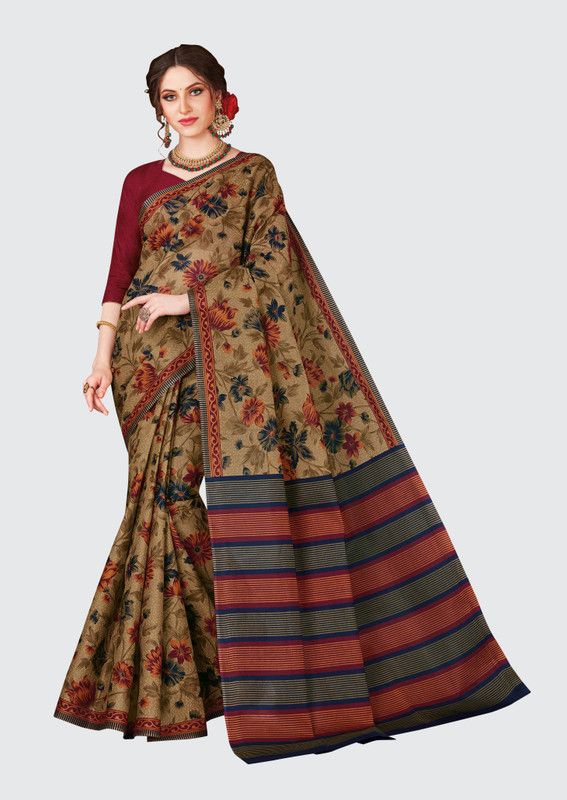 Floral Print Daily Wear Pure Cotton Saree  (Multicolor)