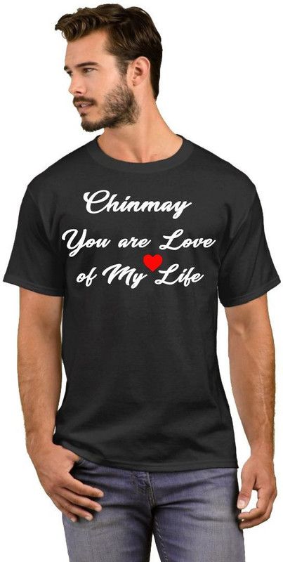 Chinmay Love of My Life Men Printed Round Neck Cotton Blend White, Black T-Shirt