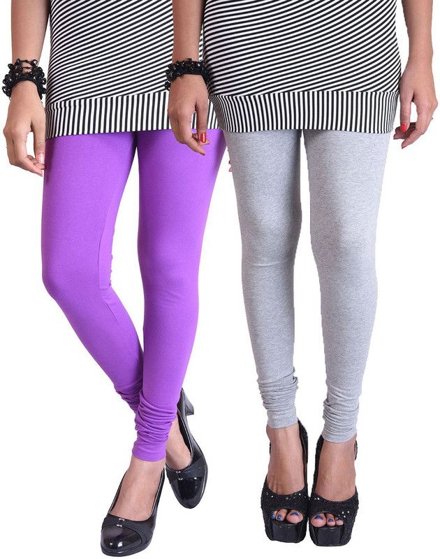Churidar Western Wear Legging  (Purple, Grey, Solid)