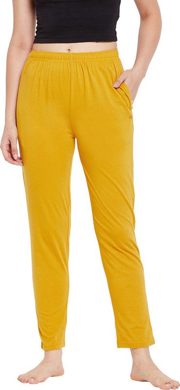 Women Solid Yellow Track Pants