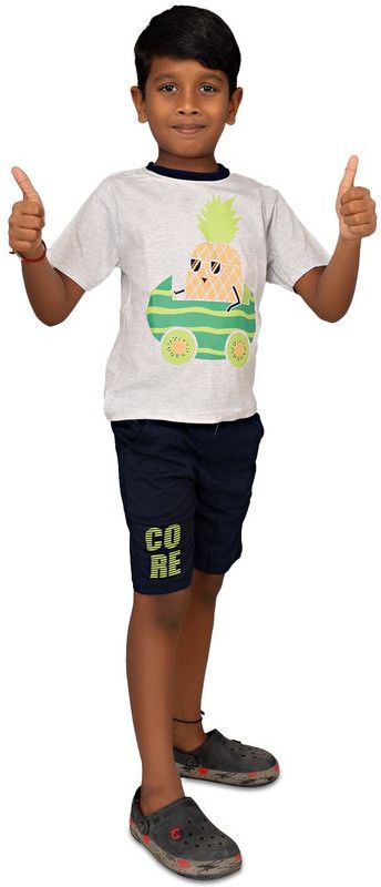 My Cubs Boys Casual T-shirt Shorts  (Grey)