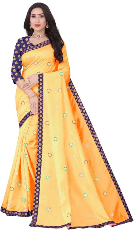 Dyed Daily Wear Cotton Silk Saree  (Yellow)