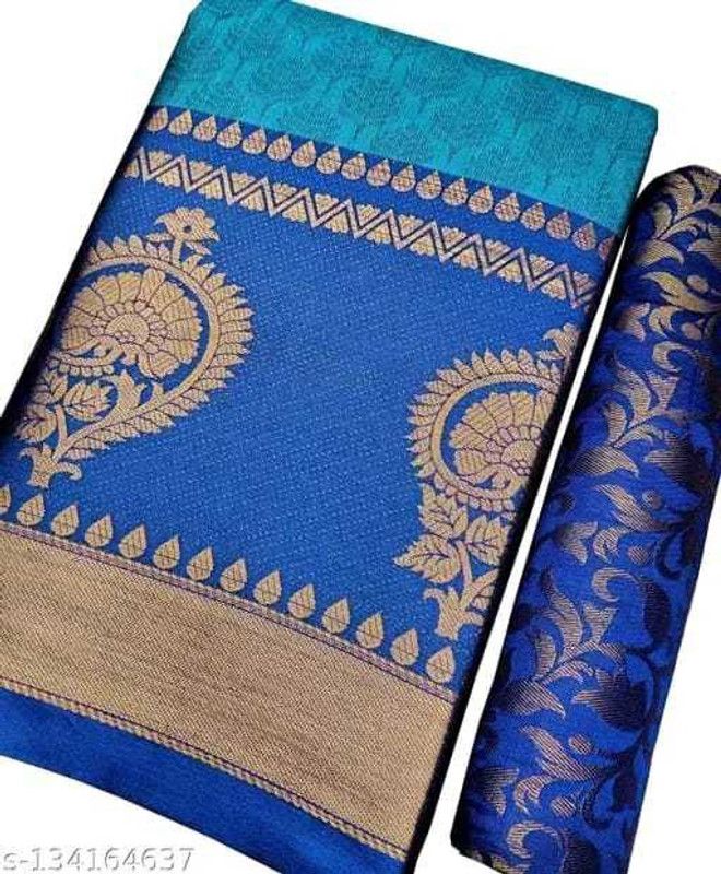 Bollywood Cotton Silk Saree  (Multicolor, Blue)