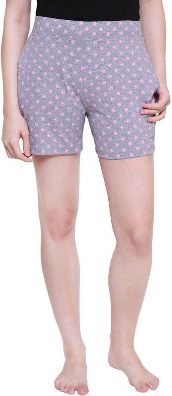 Floral Print Women Grey Regular Shorts