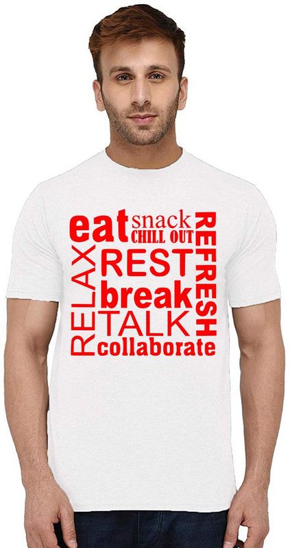 TS-WHT-XXL-0559 Men Graphic Print Round Neck Pure Cotton White T-Shirt