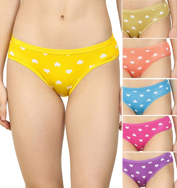 Pack of 6 Women Hipster Yellow, Brown, Orange, Blue, Pink, Purple Panty