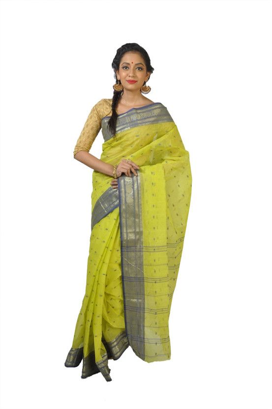 Embroidered Jamdani Handloom Cotton Blend Saree  (Black)