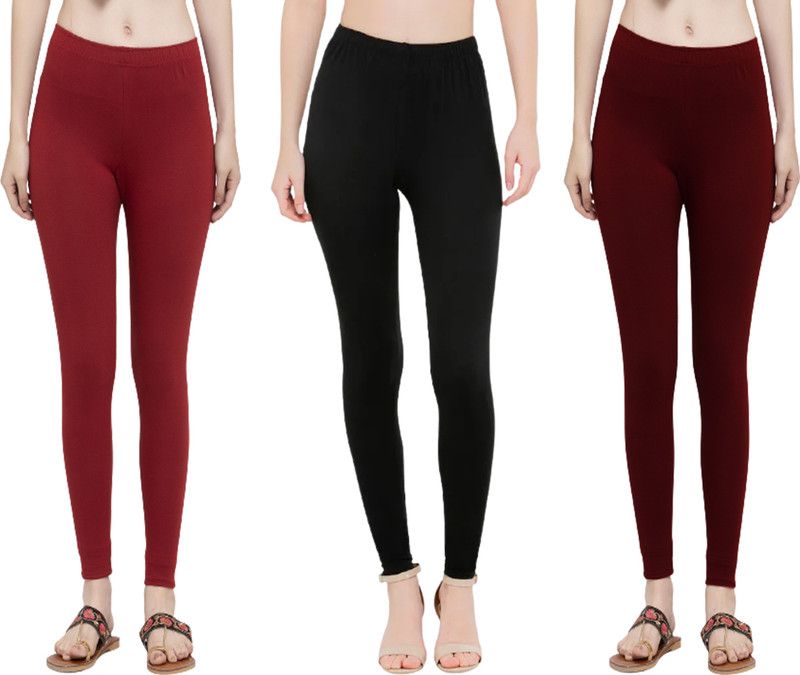 Style Access Ankle Length Western Wear Legging  (Maroon, Black, Maroon, Solid)
