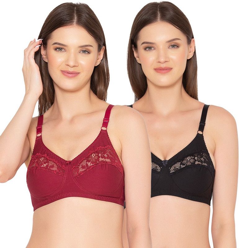 Pack of 2 Women T-Shirt Non Padded Bra  (Purple, Black)