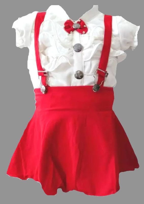 Baby Girls Party(Festive) Top Dungaree  (Multicolor)