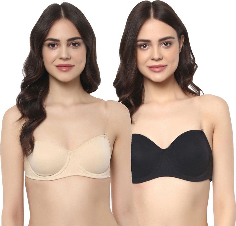 Pack of 2 Women Balconette Non Padded Bra  (Beige, Black)