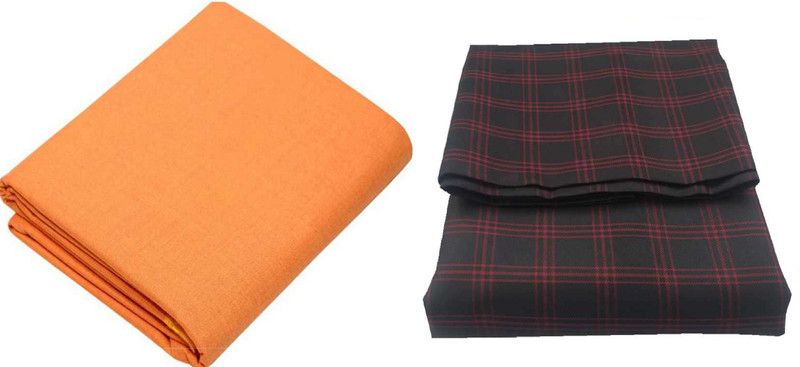Unstitched Cotton Blend Shirt & Trouser Fabric Solid, Self Design