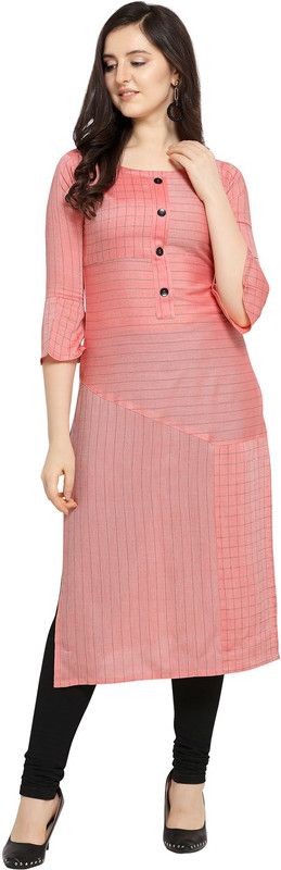 Women Solid Viscose Rayon Straight Kurta  (Pink)