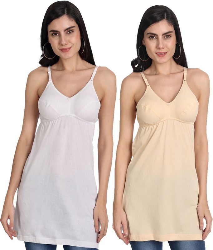 Women Beige, White Camisole