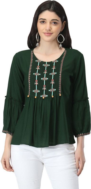 Party Women Dark Green Top