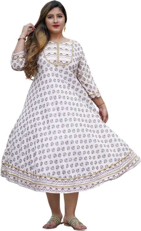 Embroidered Rayon Blend Stitched Anarkali Gown  (White)