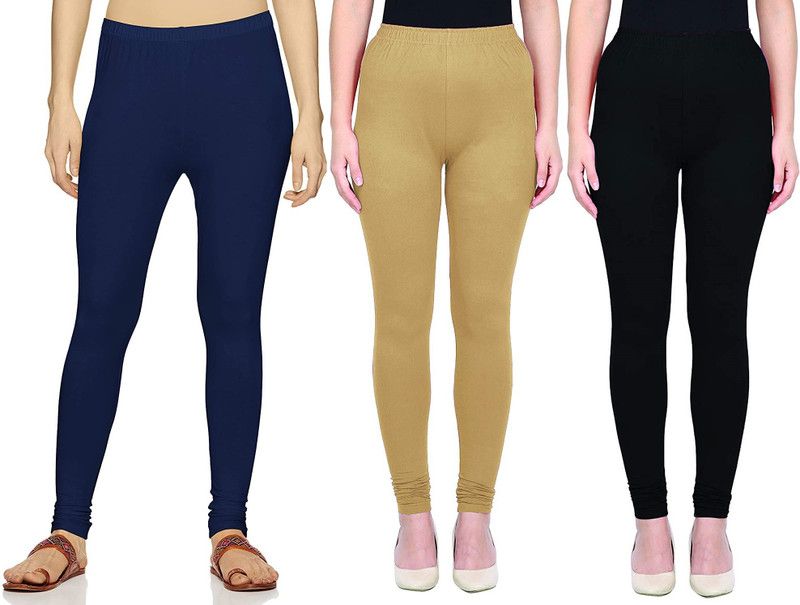 SwaNit Churidar Western Wear Legging  (Dark Blue, Beige, Black, Solid)