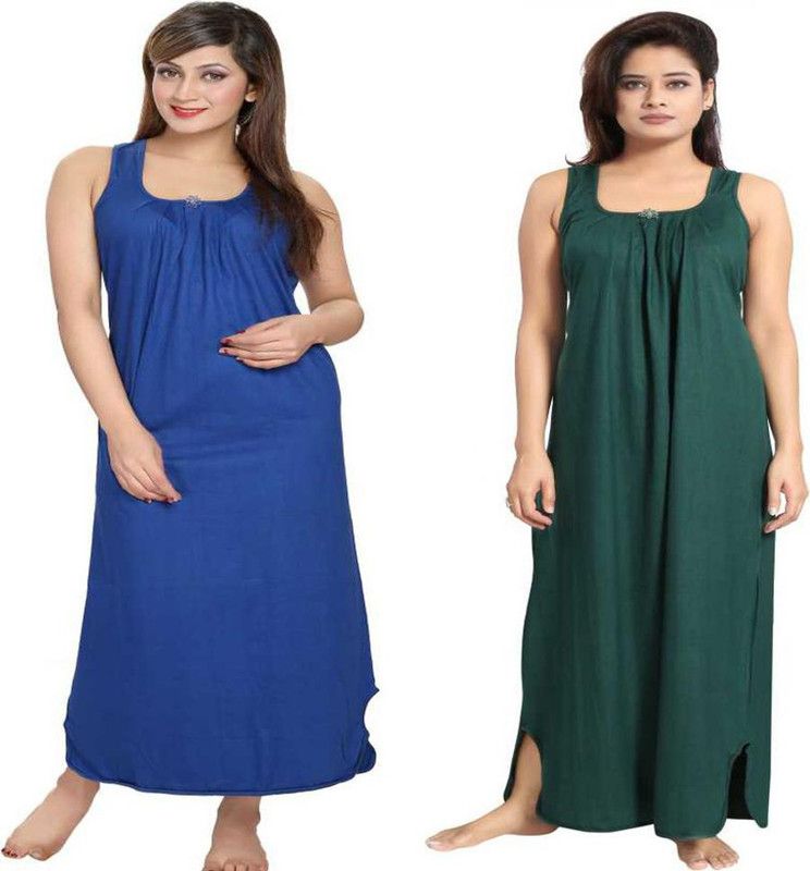 Women Night Dress  (Blue, Dark Green)
