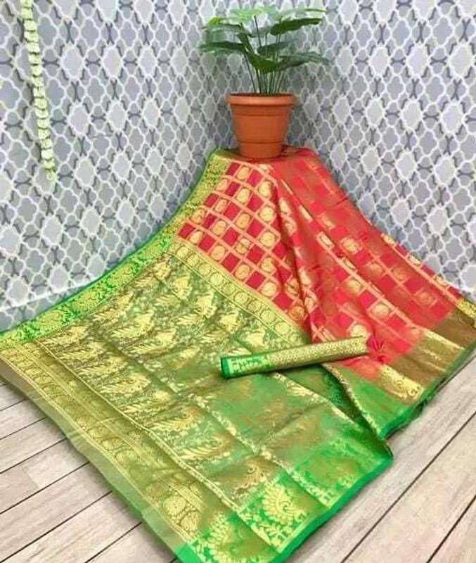 Animal Print Banarasi Art Silk Saree  (Red)