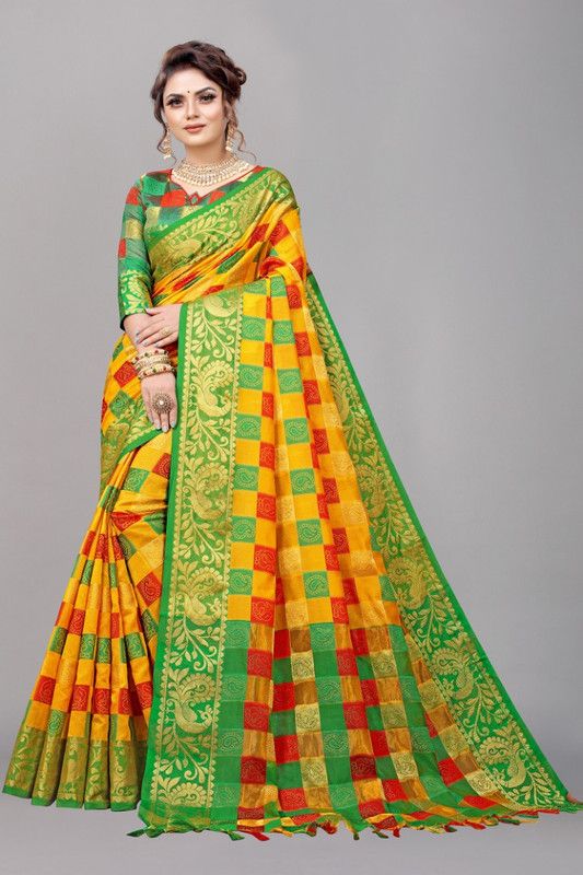 Woven Patola Pure Cotton, Art Silk Saree  (Multicolor)
