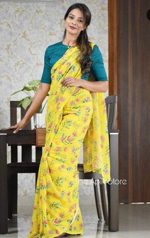 Blocked Printed Daily Wear Cotton Blend Saree  (White)