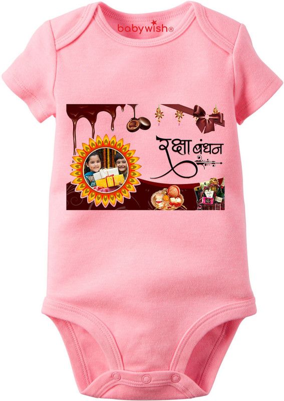 Romper For Baby Boys & Baby Girls Casual Printed Polycotton  (Pink, Pack of 1)