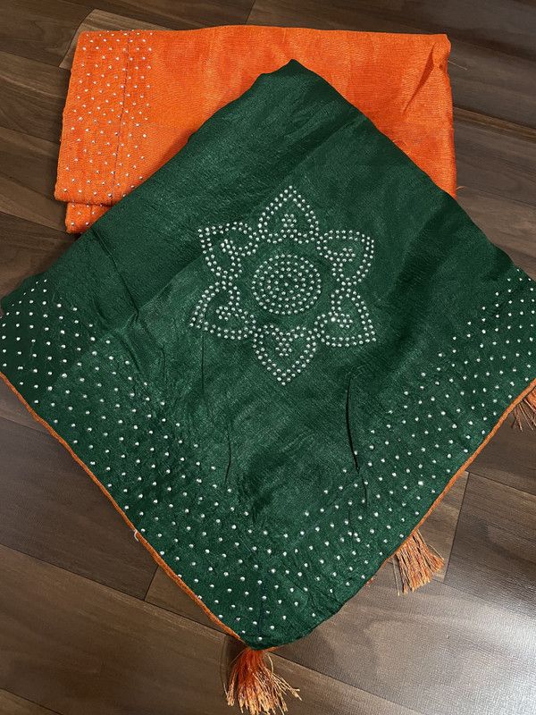 Bollywood Art Silk Saree  (Orange, Green)