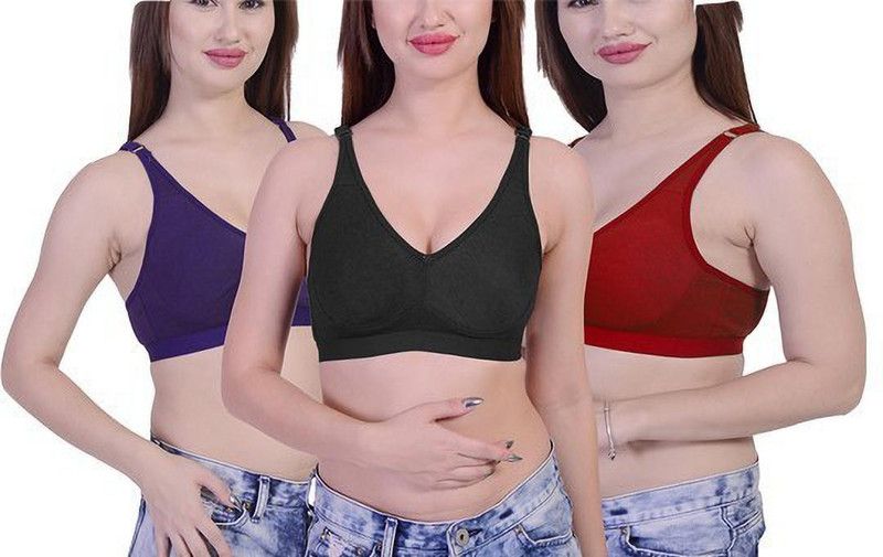 Pack of 3 Women Everyday Non Padded Bra  (Green, Maroon, Dark Blue)