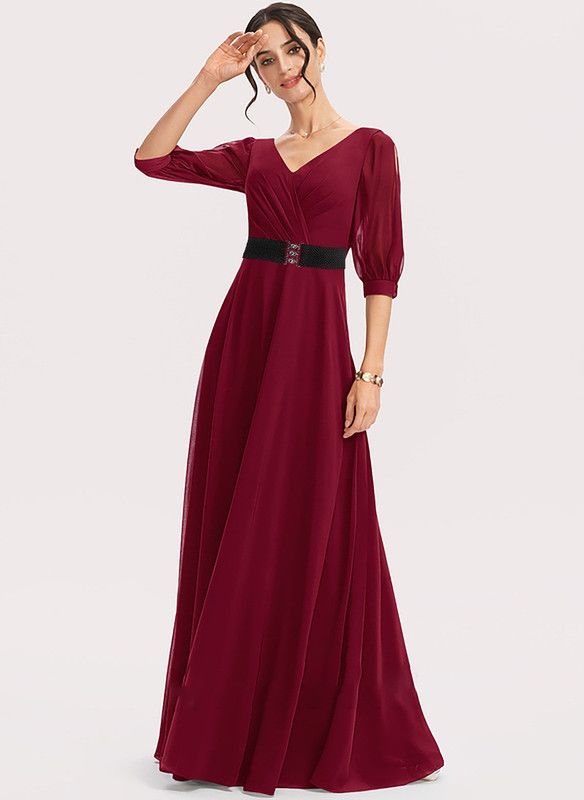 Self Design Georgette Stitched Flared/A-line Gown  (Maroon)