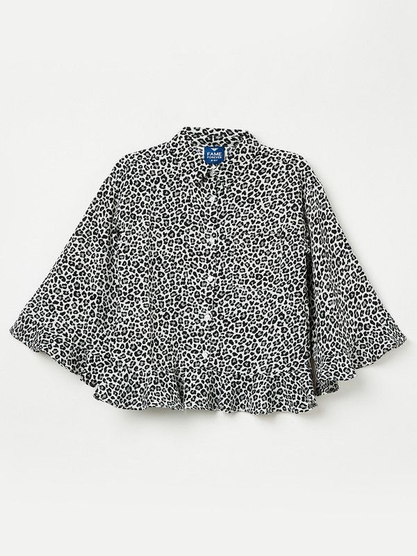 Girls Viscose Shirt Style Top  (Black, Pack of 1)