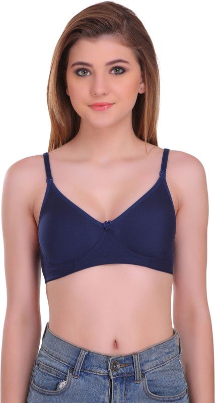 Girls T-Shirt Non Padded Bra  (Dark Blue)