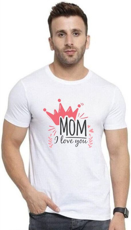 Casual T Shirt Men Typography Round Neck Polyester White T-Shirt