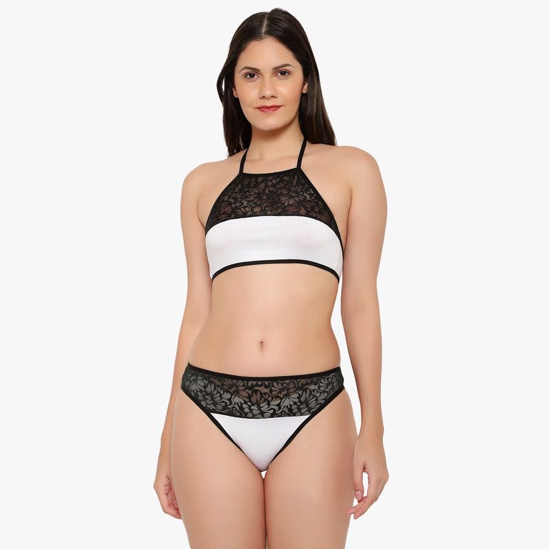 Women Full Coverage Non Padded Bra  (White, Black)
