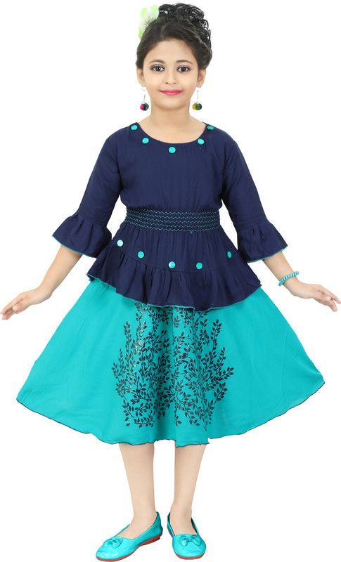 Girls Party(Festive) Skirt Top  (Light Green)
