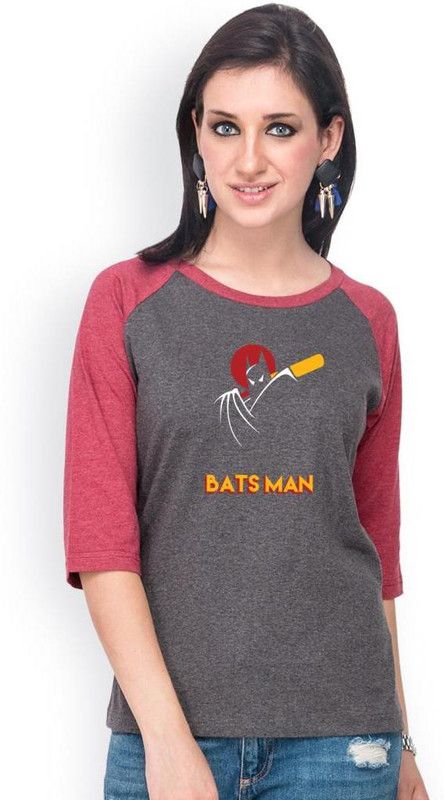 Casual Regular Sleeves Printed Women Maroon, Grey Top