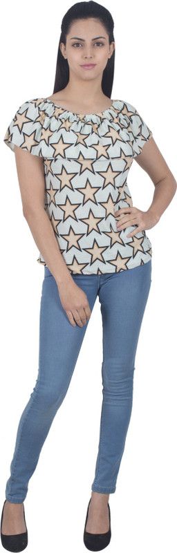 Party Sleeveless Geometric Print Women Multicolor Top