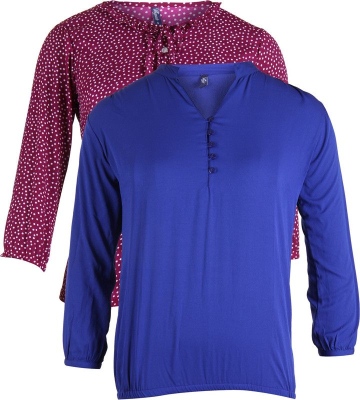 Pack of 2 Casual Regular Sleeves Polka Print Women Red, Blue Top