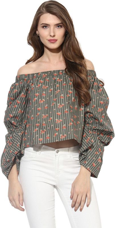 Party Regular Sleeves Striped Women Brown Top