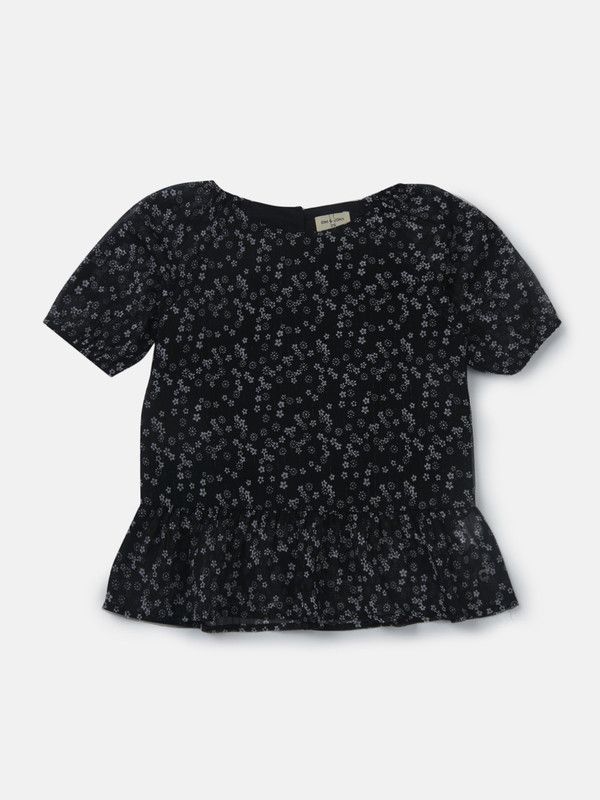Baby Girls Cotton Blend Top  (Black, Pack of 1)