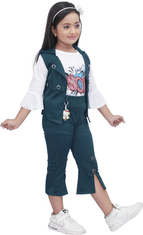 Girls Party(Festive) Capri Top  (Green)