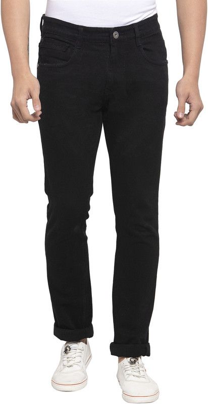 Comfortable Slim Mid Rise Stretchable Men Slim Mid Rise Black Jeans