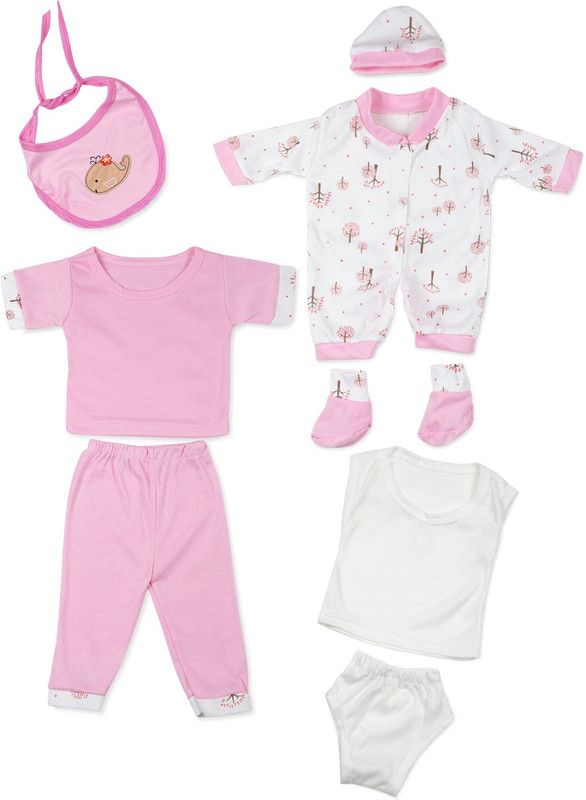 Baby Girls Casual Romper Mitten, Cap  (Pink)