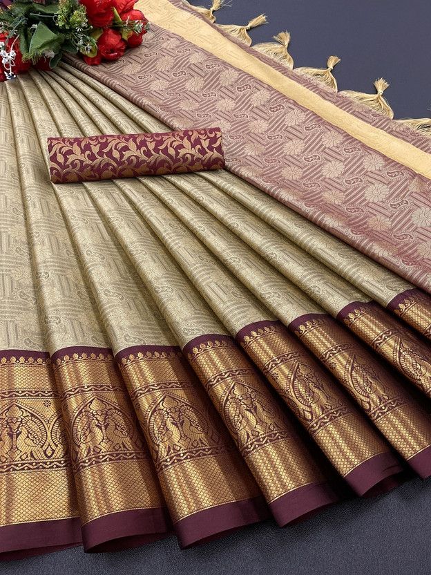 Woven Dharmavaram Cotton Silk, Pure Silk Saree  (Multicolor)