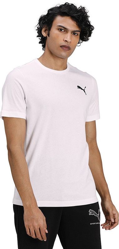 ESS Small Logo Tee Men Solid Round Neck Cotton Blend White T-Shirt